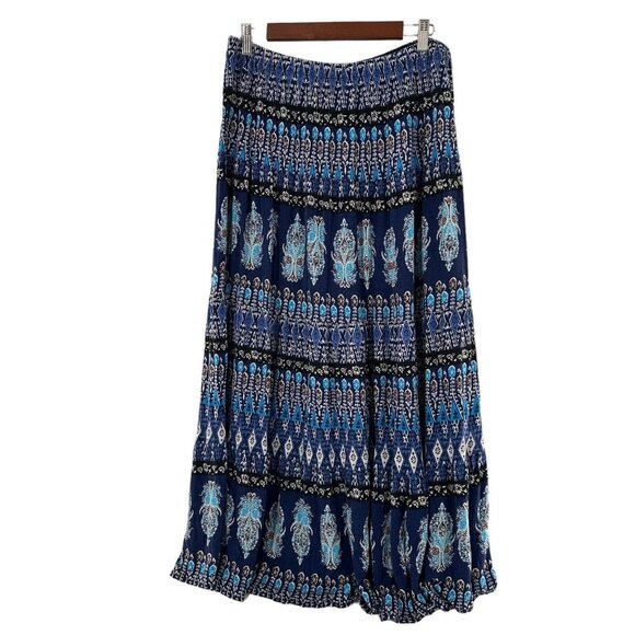 St. Johns Bay Womens PXL Blue Boho Maxi Skirt With Elastic Waist Gypsy Hippie - Picture 1 of 11